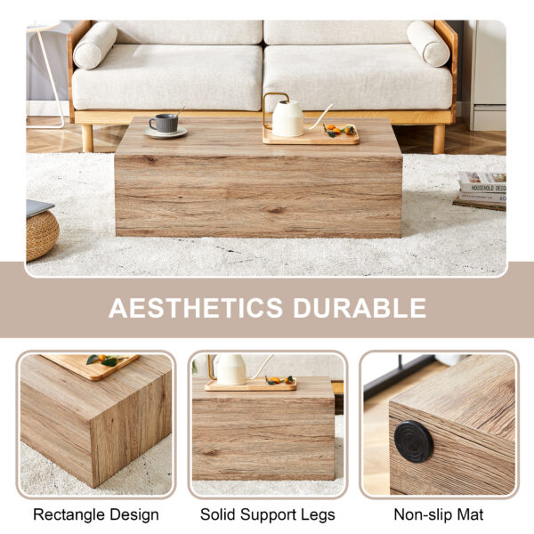 a06945bcef5c4cec8b666fb7c78cc70a_3a09bf2e5bbbbde3c5ef1ae6e75bfae6 Light Wood Texture MDF Coffee Table - Simple Modern Style.Modern MDF coffee table with wood texture pattern -39.3x23.6x11.8 inches - stylish and durable design.