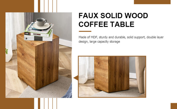 a0771840c24c48bcaa6fd16435fab39e_694d73182f569caf43b4d09e83074d25 Elevate your living space with this modern MDF coffee table that showcases smooth, Wood color texture patterns. It is characterized by stylish design.11.8*11.8*19.6 inch.W1151P147815