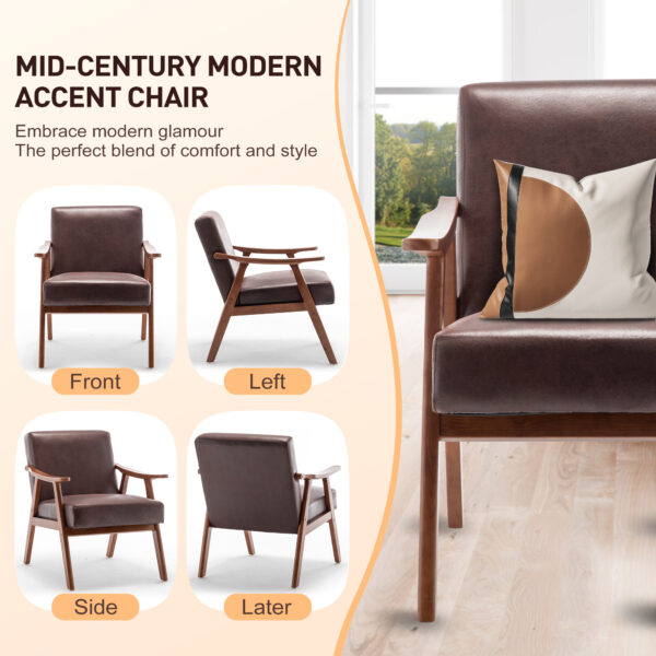 a093adec65d74563bb93fa5607cc40c8_5e3cbf3ae88d01cf61cc29f553403c5c Mid-Century Modern Chair, Living Room Chair with Solid Wood Frame, Accent Chair Extra-Thick Backrest, Wingback Chair for Bedroom, Reading Room, Living Room, Lounge Chair Indoor