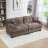 Two-seat Sectional Sofa Modular Deep Seat Sofa Couch Chenille Sofa Sleeper Comfy Upholstered Furniture for Living Room Apartment Studio Office-Gray