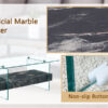 43.3 Inch Modern Two-Tier Coffee Table - Clear Tempered Glass and Black Marble Texture, Multifunctional Storage Design.The bottom tier includes a drawer.Can be used as a coffee table,side table,etc.