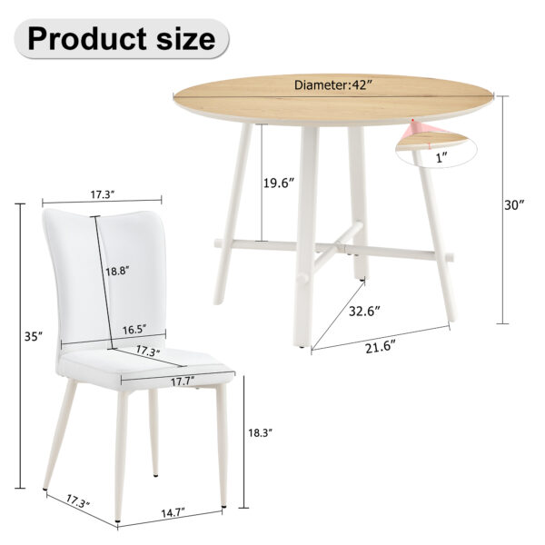 a0d5d7d2f3434fea9bbf91ff398b3078_f2e62f5140fc24fe079c64a4f1486a80 Table and chair set, MDF desktop, white metal table legs, stable and beautiful, suitable for most styles of home. Modern simple dining table, comfortable seating.