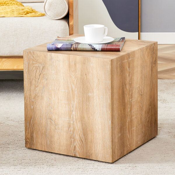 a0da28cb08dc480caaa08f2d74d58933_21e44431d99f3c3d6244660f8861c04d Elevate your living space with this square modern MDF coffee table that showcases smooth, light wood color texture patterns. It is characterized by stylish design.15.7*15.7*15.7