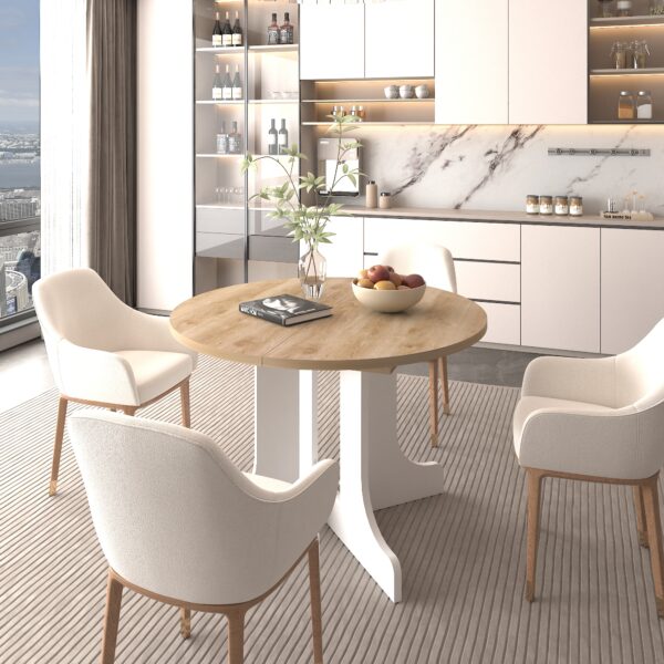 a0e2b8a4ca4f476185de6b17675f7b0f_a616438309b680e51758ed349f462f29 Dining Table for Farmhouse Kitchen 59x43 Inch Expandable Oval Table Top with Removable Leaf Trestle X Shaped Base White
