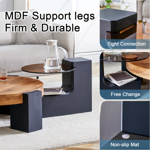 The detachable double-decker coffee table, the stylish design is more precious, and the detachable design can make the use of space more flexible and suitable for various scenes.