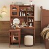 Computer Desk with 90 Degree Rotating Desktop, 43x70 Inch Office Desk with Storage Drawer and Cabinets, Gaming Desk with Shelves, Writing Desk for Study, Work Desk for Home Office Bedroom Living Room