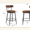 Fashionable and Comfortable - Two Sets Of Rrgonomic High Leg Bar Chairs, With Brown Technology Fabric Cushions That Are Soft And Comfortable,Black Metal Legs. The Total Height is 35.5 Inches.
