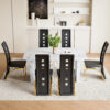 Table and chair set.63"*35.4" White Imitation Marble Pattern MDF Dining Table Set - 6 PU Chair With Black Saddleback, Geometric Pattern Backrest,Golen Curved Metal Leg..Suitable For Various Scenes.