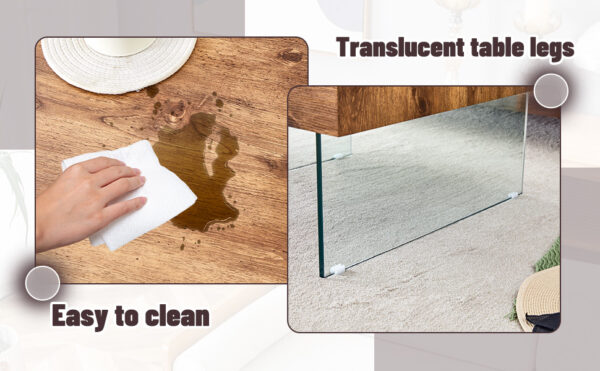 a17456f1e9bd430da15e3e7b53acd604_c68216f229bf05a5e60ac3c7411dd2f8 Natural Style Square MDF Coffee Table - 31.5"x31.5" with Tempered Glass Legs.Density Board Sticker,Reinforced Glass.