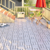 30 PCS Interlocking Deck Tiles Checker Pattern, 12" x 12" Square Light Gray Acacia Hardwood Outdoor Flooring for Patio, Bancony, Pool Side,...