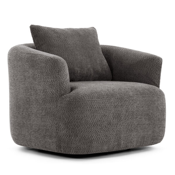 360° Swivel Chair, 38.2" Accent Chair Sofa, Upholstered Swivel Barrel Sofa Chair with a Throw Pillow for Living Room, Bedroom, Office and Hotel, Grey