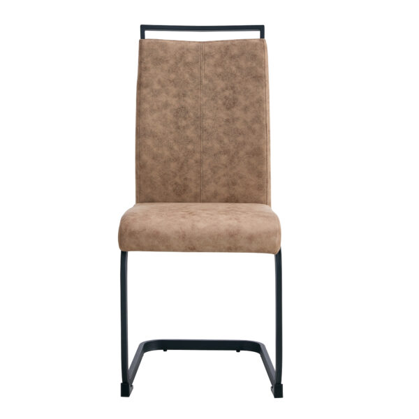 a1d92a8bb37f43649610ac8da39f1296_20240408_1acfbe3f7317c1e54ea6fbac6971b3f3 Dining Chairs,tech cloth High Back Upholstered Side Chair with C-shaped Tube Black Metal Legs for Dining Room Kitchen Vanity Patio Club Guest Office chair (Set of 2) Brown1162