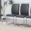 Luxury Simple Arch Chair - Set of 6 Dark Gray PU Material High Resilience Dining Chair with Arched Metal Silver Leg.Crazy Horse Texture PU Dining Chairs.