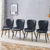 The Black Minimalist Ergonomic Dining Chair Comes In A Pack of 4, With A Comfortable Design Of Extended And Curved Seat Cushions, Unlocking A Comfortable And Minimalist New Sitting Posture.