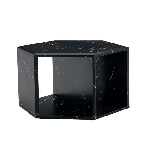 a1fe5522967a40c38ce9e622dd0f56f9_ec3726bb5eeed324c8e4f6a85f0482db Hexagonal MDF coffee table, characteristic pattern stickers, multi-hole design to give more storage space, simple and convenient design makes it suitable for all kinds of style scenes.