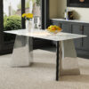63"x31.5x30" Luxurious Cold Jade Sintered Stone Dining Table with Silver Stainless Steel Butterfly Legs.The tabletop is designed to be scratch and heat resistant.Sintered Stone Tabletop.