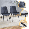 Extended Seat Cushion PU Black Dining Chair Set - Four Pieces,Ergonomic Design.Smooth line design,Integral metal leg structure,Can integrate well into various modern home decoration styles.