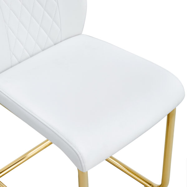 Modern dining chairs, dining room chairs, and golden leg cushioned chairs made of artificial leather, suitable for kitchens, living rooms, bedrooms, and offices. Set of 6 pieces (white+PU )C-001