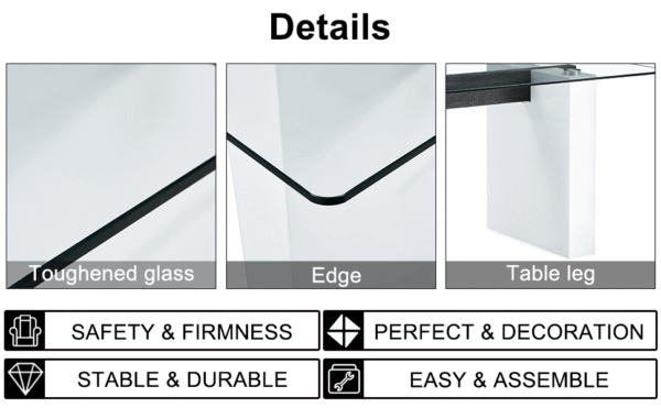 a2bf4c100024427cb405348237820291_90a1b676d07ca4f5ae1efa9165077205 Large modern rectangular table with 0.4 inch patterned tabletop and large MDF table legs, suitable for kitchen, dining room, and living room 71 "* 35.4" * 30 "