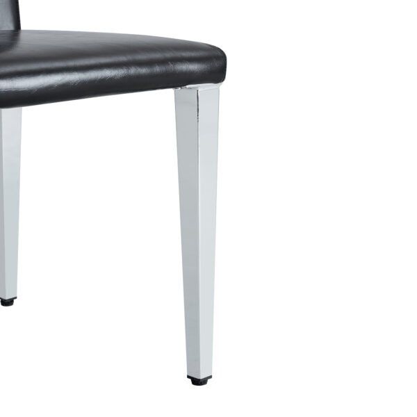 a2cde6cee31b47529a82290e58d5f367_7bf36d9cf0ea4a5604414f4cb861d5ea Four Black PU dining chairs,Silver Metal Legs.Simple and versatile, comfortable and accompanied. Exquisite and versatile dining chairs unlock a comfortable new experience.(Set of 4)