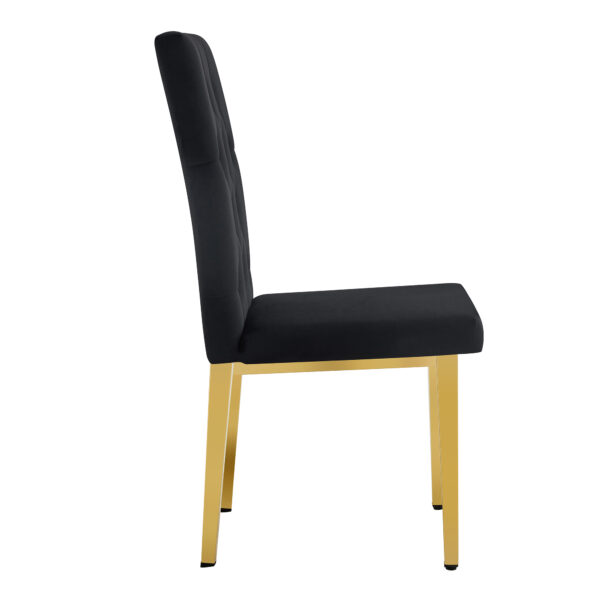 a2d176d1026f433281017a40028bb155_d192b13dafad64e96a5cc0651cbb539b 4 piece dining chairs.The gold metal legs complement the black velvet, showcasing a perfect blend of modern and classic elements.Suitable for various occasions such as kitchens,conference rooms, etc.