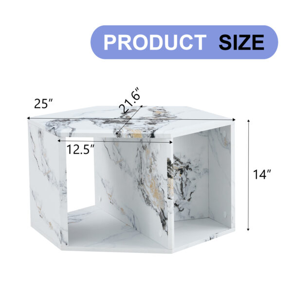 a2dec8fef72342d69376a0ed104d4def_46a9bf1df8e8e7d25ada1a4d263e0f64 Hexagonal MDF coffee table, characteristic pattern stickers, multi-hole design to give more storage space, simple and convenient design makes it suitable for all kinds of style scenes.