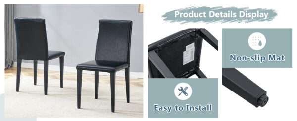 a2e92b1a2f924b1492eb74d0917fb1cd_f8e76b2509209fb99599464886c73ce3 Four black PU dining chairs, simple and versatile, comfortable and accompanied. The exquisite and multifunctional dining chair has opened up a comfortable new experience. (4-piece set)