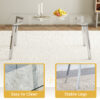 71 * 35.4 inch rectangular dining table. The transparent tempered glass tabletop is paired with silver 7-shaped metal table legs, showcasing a minimalist texture. Suitable for various places.