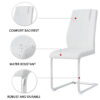Table and chair set.Modern Luxurious white Marble-Patterned Tempered Glass Dining Table with 6 Chairs.Single fork silver metal table legs.White high-quality PU dining chairs with silver metal legs.