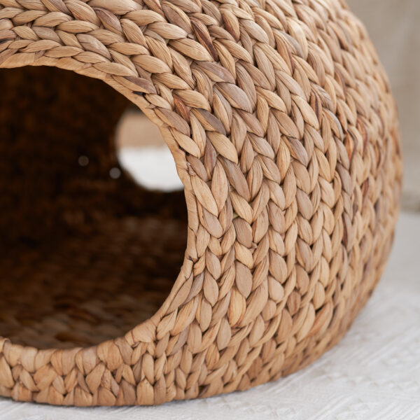 a360f2d330994357b6b473f87f01e70f_20240320_98c117659aca8d6b60d645c3e647ecc4 Gertrude Water Hyacinth Woven Wicker Round Cat Bed Cave with Handles - 18" x 18" x 18" - For Any Size Cat Breeds, Chihuahua and Use with Cat Tower