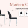 Set of Four Black PU Comfort Dining Chairs (17.7"x25").Dining chair with extended backrest,BLACK PU,Silver metal legs,Suitable for various places such as family restaurants, hotels, coffee shops,etc.