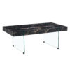43.3"x23.6" Black Marble-Patterned MDF Coffee Table with Tempered glass legs.Suitable for Living Room.It can be used not only as a coffee table but also as a side table or display stand.