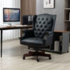 Executive Office Chair - High Back Reclining Comfortable Desk Chair - Ergonomic Design - Thick Padded Seat and Backrest - PU Leather Desk Chair with Smooth Glide Caster Wheels, 1 Pack Black