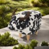 Black and White Cow-Shaped Ottoman, Modern Ottoman, Modern Accent Stool Home Decor, Suitable for Living Room, Bedroom, Porch, Garden, Backyard, Balcony
