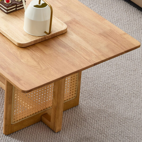 Chinese style log wind Imitation rattan tea table rectangular solid wood coffee  table small family living room tea table