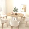Dining Table for Farmhouse Kitchen 59x43 Inch Expandable Oval Table Top with Removable Leaf Trestle X Shaped Base White