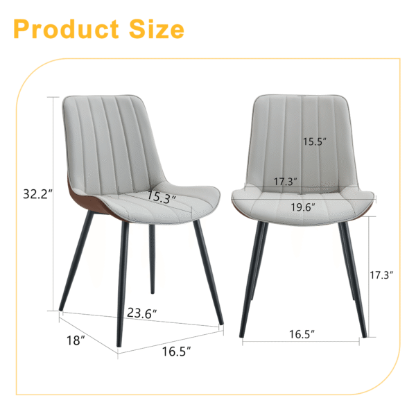 a452baccb3c84ce8973c6a57afaab7bb_40799e6a810e7bd5cd7d62fb915e25b7 Extended Seat Cushion PU Dining Chair Set - Four Pieces.Smooth line design,Integral metal leg structure,Can integrate well into various modern home decoration styles.Gray and Brown Splicing Colors.