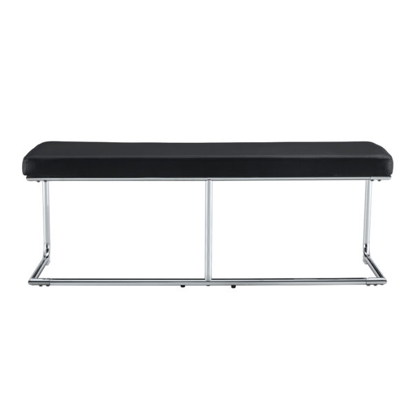 Black shoe changing bench silver metal legs,  sofa bench dining chair, suitable for bedroom fitting room, storage room, dining room, and living room. ST-005