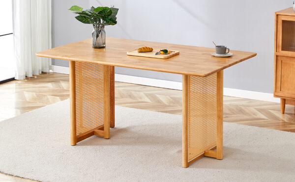 a49dc436c80f43c8b875662dfe83fb2c_bfc12888678392f0dfbdd9cf2dc7562c Chinese country retro solid wood dining table, simple modern imitation rattan dining table, wooden dining table.Suitable for dining room, living room, office.Natural Style Solid Wood Dining Table.