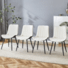 Extended Seat Cushion PU Dining Chair Set - Four Pieces.Smooth line design.Can integrate well into various modern home decoration styles.White and Black Splicing Colors.