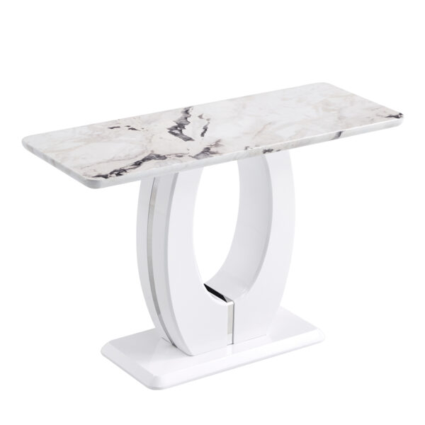 Modern Simple Glossy White Rectangular Counter Bar Table 47.24" x 18.11" x 29.52" For Living Room Bedroom Bedside Entrance House Balcony Office Bathroom. BT-1280