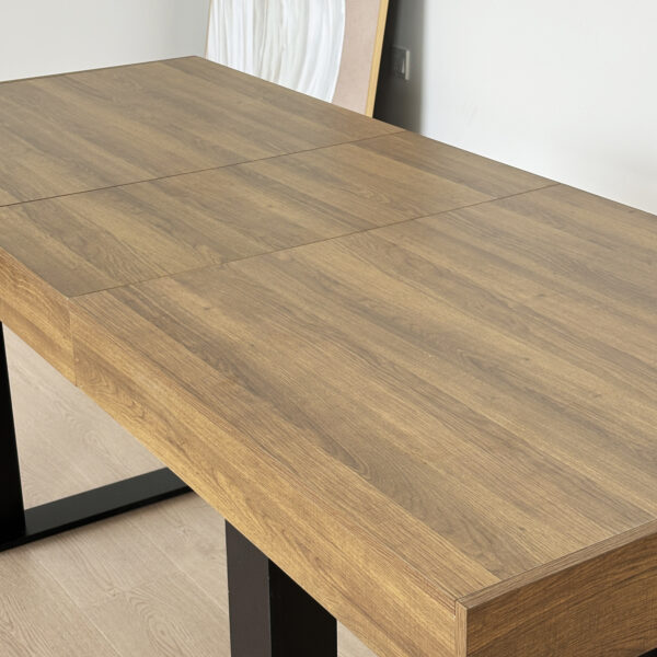 Rectangle extendable dining table for 6-10 people aged effect wood and black 160-200 cm