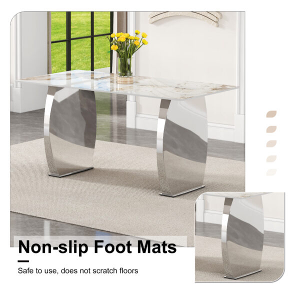 a521c961a0ff420b925d9945f0695b14_2411a3ba1e095c3042eb9aa78782f8d6 Table and chair set.63*31.4 Inch Pandora Patterned Sintered Stone Dining Table Set - 6 Shell Textured Black Chairs, Modern Light Luxury.Perfect For Dinner Room,Meeting Room,Kitchen,etc.