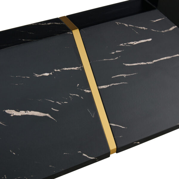 This modern dining table with MDF marbled design gives you a luxurious and elegant feel, adding a touch of elegance whether it is a family dinner or entertaining guests.