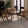 Modern Mid Century Dining Chairs Set of 2, Rattan Accent Chairs, Comfy Armchairs, Outdoor Wood Chairs with Armrest for Bedroom Living Room Reading Room Dining Kitchen, Brown