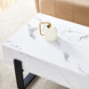 47.2"x23.6" Black and White Minimalist MDF Marble-Patterned Coffee Table.White marble pattern sticker,Black metal leg spray coating,MDF Coffee table.Showcasing a modern and simple style.