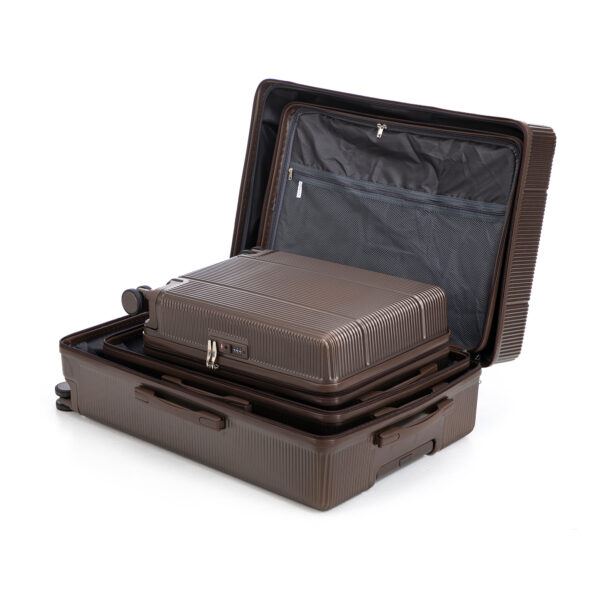 20"/24"/28" 3 pcs/set in ABS Spinner Wheel Luggage, Carry on Suitcase, Matching Color, TSA Combination Lock (Brown)