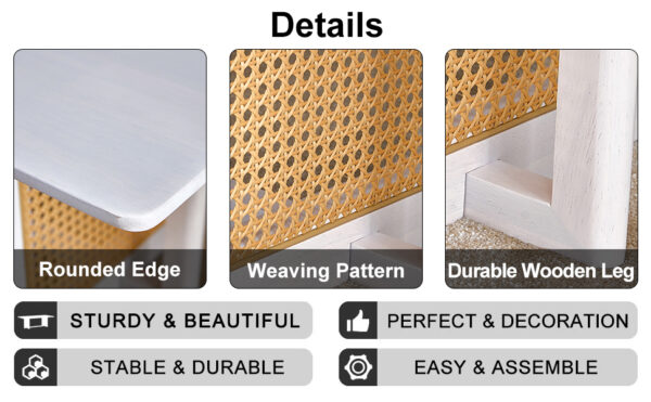 a55e1bae5efb4dcc93089469c0c715f1_20231205_e7a3cdd966cd7a02f11793a2a6fd5492 Chinese style white solid wood and imitation rattan coffee table, rectangular solid wood coffee low table, small living room coffee table