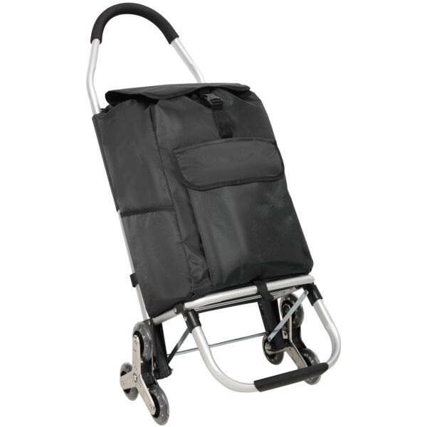 a5ae10aa5e50420f87c7b398dd734f9b_55c11a387e954137967ec0b4aa03883e Shopping Stair Trolley with Wheels,Trolley Black Foldable Shopping Cart,Removable Shopping Oxford Waterproof Bag,Stainless Steel Triangular Wheels, Black