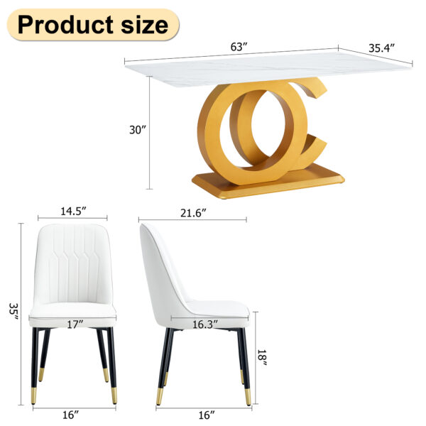 a5afdc61b2dc4804bf125436d10881a5_20240306_1bb737f021ec0421499bb2d429f2d9c0 A large modern minimalist rectangular dining table suitable for 6-8 people, A set of 6-piece PU leather backrest and black metal legs modern dining chairs. F-OC C-007